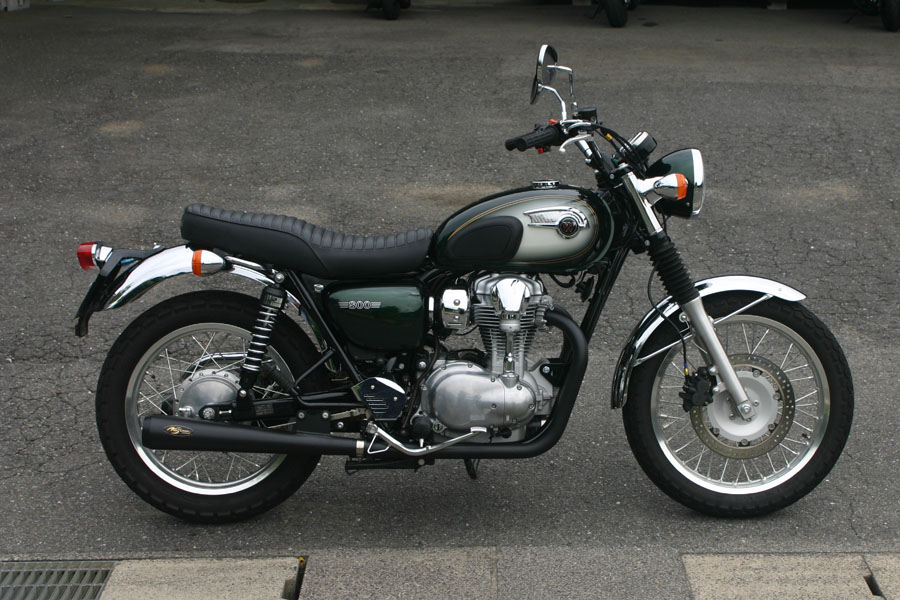 W800 ノジマ ビンテージメガホンマフラー フルエキ 認証　W650